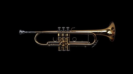 Obraz premium Brass Trumpet on Black Background