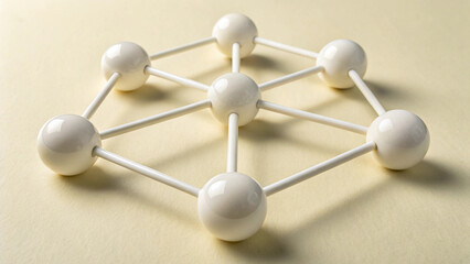Obraz premium White Molecular Model on Beige Background – Science and Chemistry Concept