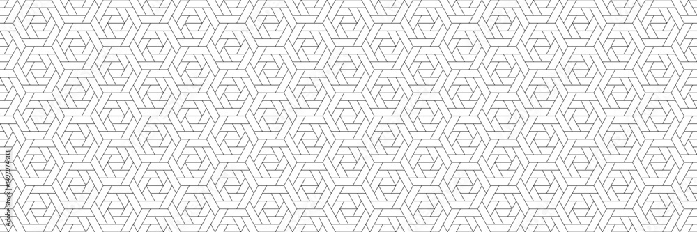 Poster horizontal seamless black outline geometric design for pattern and background.