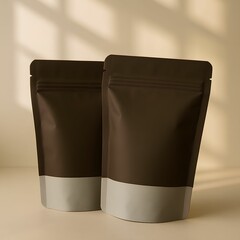Minimal Coffee Pouch Packaging Mockup with Soft Shadow for Branding and Product Display

Keywords: