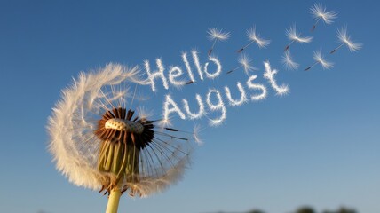 Dandelion Seeds Floating in August Sky Nature Scene Outdoor Photography Serenity Close-Up Seasonal Change