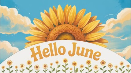 Hello June Brimming with Sunflowers Nature's Delight Vibrant Landscape Joyful Vibes Scenic View Seasonal Beauty
