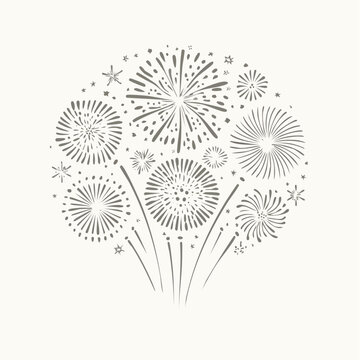 &Iacute;cone de fogos de artif&iacute;cio em estilo rascunho e tra&ccedil;o fino