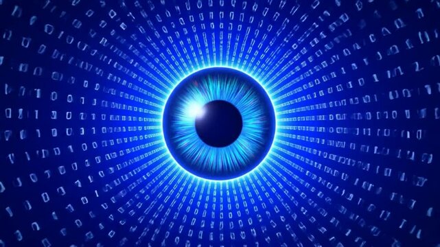 Digital Eye In Binary Code Background