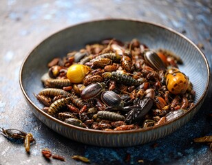 Fototapeta premium edible insect mix close up view