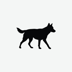 Minimalistic Black Dog Silhouette Walking on White Background – Clean Line Art for Modern Design