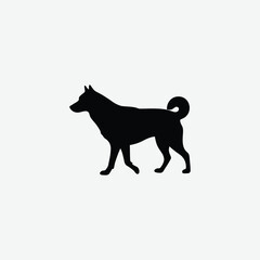 Minimalistic Black Dog Silhouette Walking on White Background – Clean Line Art for Modern Design