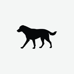 Minimalistic Black Dog Silhouette Walking on White Background – Clean Line Art for Modern Design