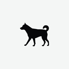 Minimalistic Black Dog Silhouette Walking on White Background – Clean Line Art for Modern Design