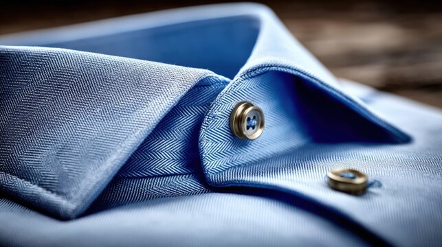 Close-up of a light blue dress shirt being ironed for a crisp look