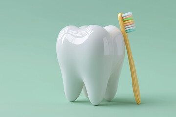 Healthy Tooth Model with Toothbrush for Dental Care Promotions