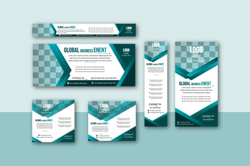 Professional & Abstract vector web banner design template Set with Modern Gradient background for website design