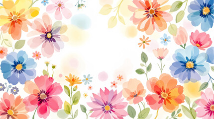 Abstract floral background, Colorful flowers watercolor background, Abstract background with flowers watercolor