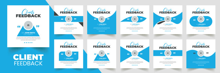 Obraz premium Customer feedback testimonial social media post web banner template Bundle. Customer feedback review or testimonial social media post design