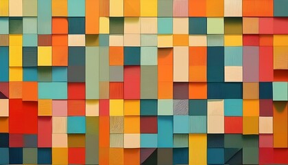 abstract beautiful random background with squares and blocks minimalistic design the geometric pattern is made of soft paper cutouts creating an elegant wall art piece for digital or print applicat