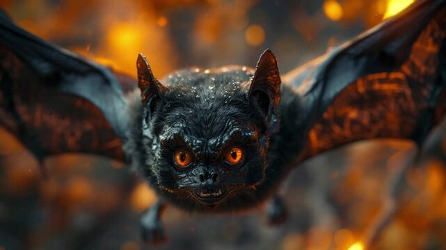 scary bat hellowen with glowing eyes at night