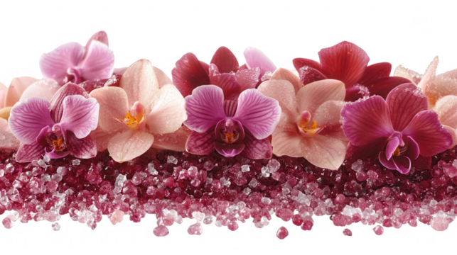 Elegant Pink and Red Orchid Blossom Arrangement on PNG transparent background