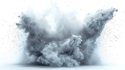 Macro photo of realistic white and gray dust explosion