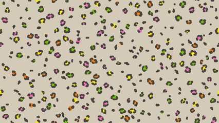 Simple pastel leopard skin print seamless pattern flat style. Hand drawn cute and fun background