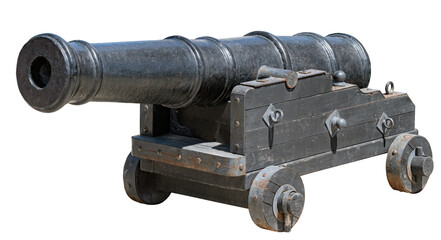 Old ship cannon on a white background