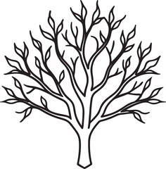 Obraz premium tree branches line art, black outline, vector and illustration, coloring book page line art drawing