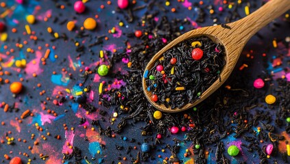Colorful Tea Sprinkles Wooden Spoon.
