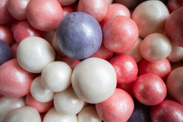 Closeup of sugar beads for cake decoration