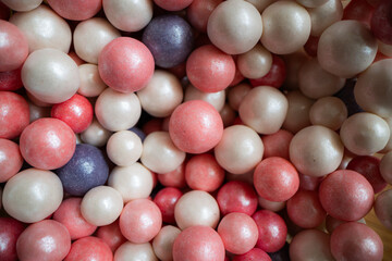 Closeup of sugar beads for cake decoration