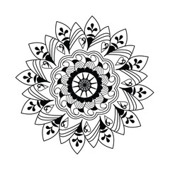 Simple Outline Mandala for Coloring Book Page. Easy Oriental  Mandala vector. Mandala Coloring book line art vector illustration. Vector abstract mandala pattern.