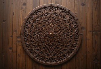 Obraz premium mandala wood on dark background