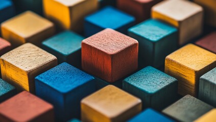 Colorful Wooden Blocks Pattern.