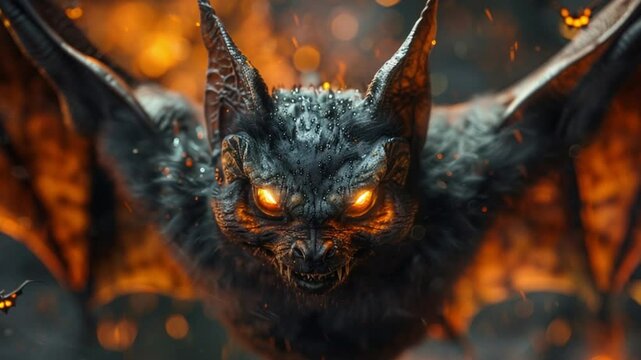 scary bat hellowen with glowing eyes at night