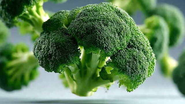 Fresh Broccoli: Capturing the essence of health and vitality, this image showcases a vibrant, freshly harvested broccoli head, its rich green hue a testament to its nutritional value.