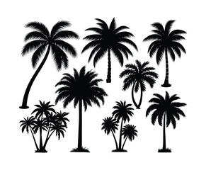 Summer Palm Tree Silhouette EPS Template for Beach Theme Projects