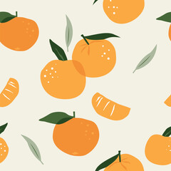 Vector seamless orange Pattern. Cute colorful spring, summer pattern for fabric, wrapping paper, clothes.