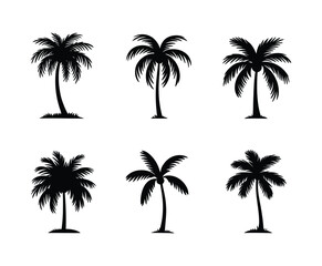Travel Theme Palm Tree Silhouette Vector Set EPS Format