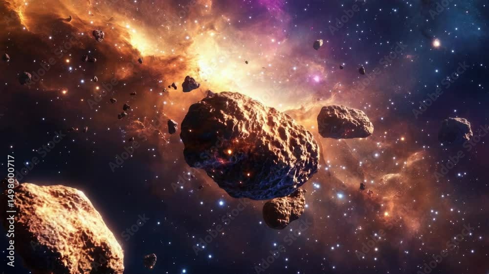 Aufkleber A collection of asteroids floating in space, potential for use in sci-fi illustrations or space exploration concepts