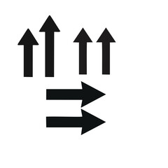 Black arrows pointing up and right directions guidance