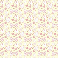 Seamless pattern with pastel colorful hearts. Cute pattern, vector