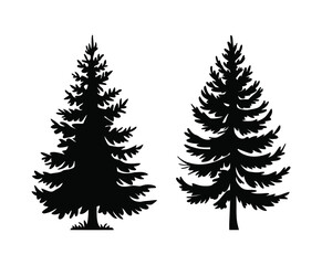 Obraz premium Pine Tree Silhouette Isolated Template Set Template