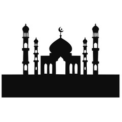 Majestic mosque silhouette islamic architecture design