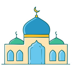 Colorful cartoon illustration of a mosque