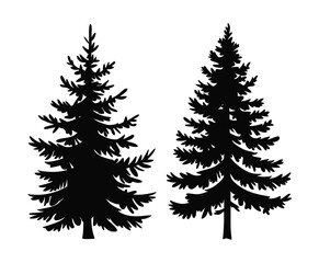 Winter Pine Tree Silhouette EPS Vector Template