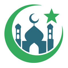 Islamic mosque crescent moon star symbol design