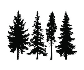 Obraz premium Simple Pine Tree Silhouette Collection Vector Template