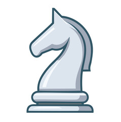 White chess knight piece strategy game icon