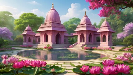 Peaceful Hare Krishna Sanctuary Surrounded by Lush Gardens
