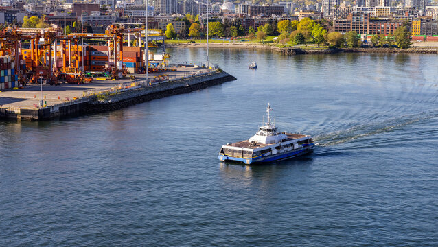 Vancouver Seabus by the Port on a Bright Sunny Day in May