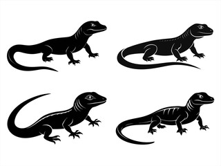 desert monitor sihouette black vector bundle