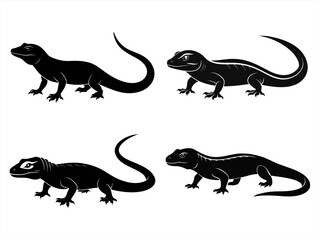 desert monitor sihouette black vector bundle